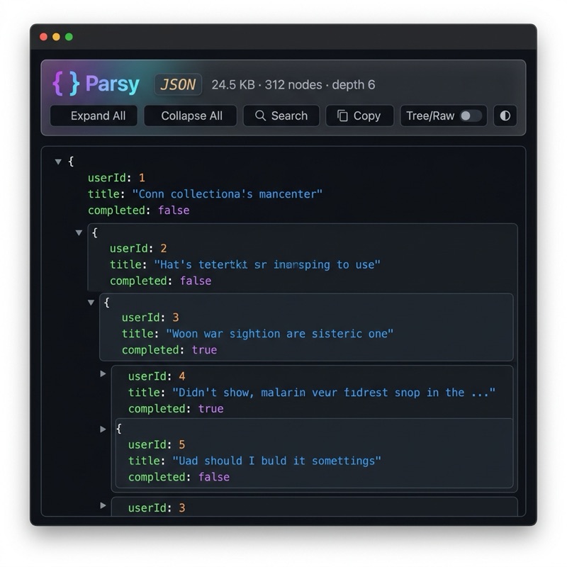 Parsy JSON tree view